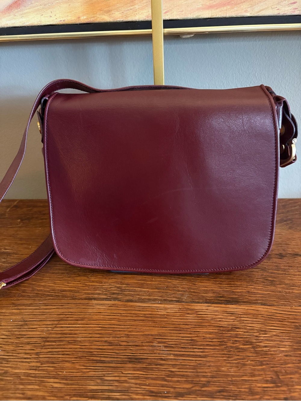 Vintage Cartier Les Must de Cartier Bordeaux Calfskin Flap Shoulder Bag